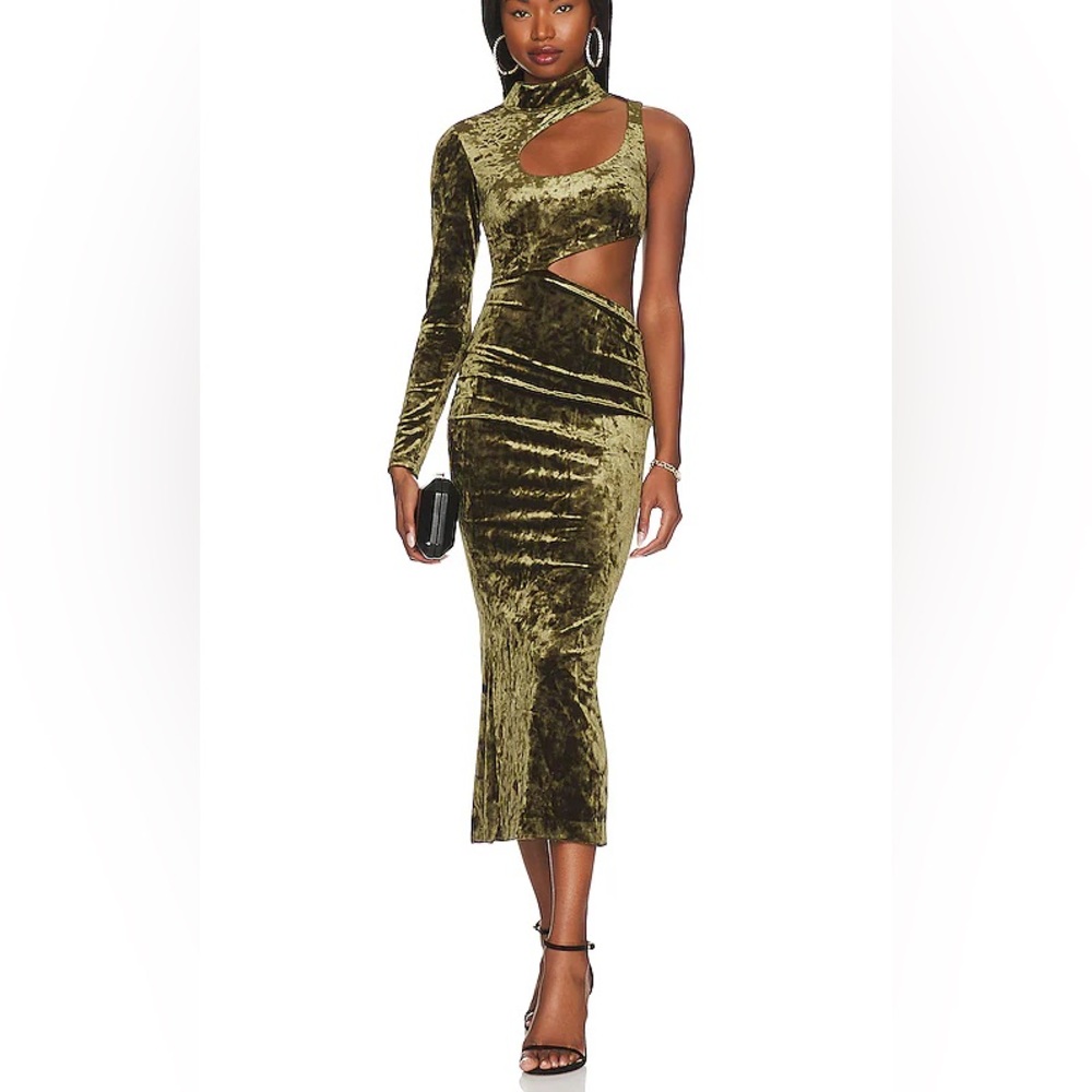 Camila Coelho green velvet Arabella midi NWT